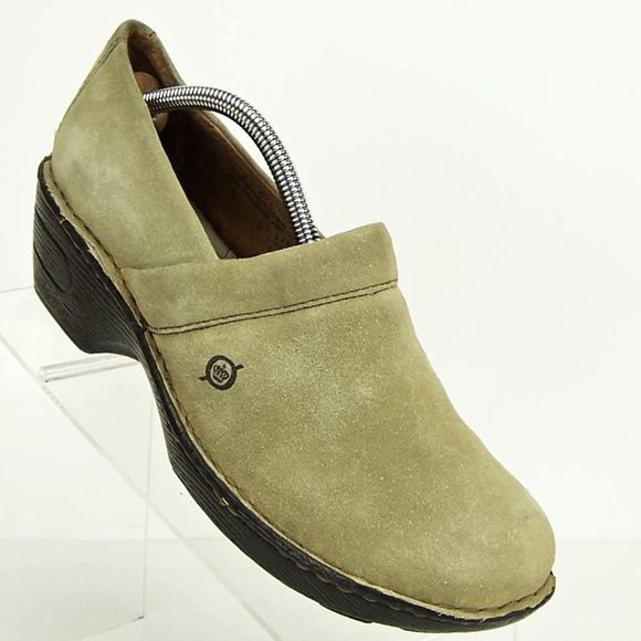 Born Womens Mules Clog Tan Brown Suede Slip Shoe - Picture 2 of 8